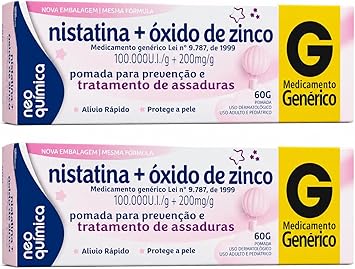 Kit 2 Pomada para Assaduras Nistatina, 60g, Cuidados no Dia a Dia, Adulto Unissex