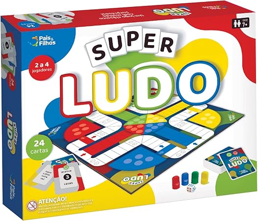 Pais & Filhos | Super Ludo | Jogo de Tabuleiro com Cartas | 2 a 4 Jogadores | +7 Anos | Diversão em Família | Estratégia e Aprendizado
