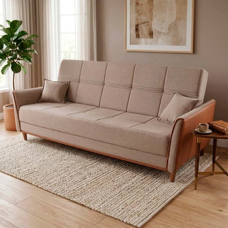 Sofá Cama Sérvia 2,00m Bege Linho Rustico – King House
