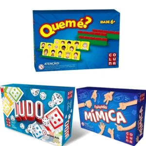 KIT 3 JOGOS – Fazendo Mimica + Ludo + Quem é (Estilo cara a cara)