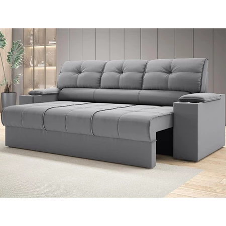 Sofá com Porta Copos Retrátil e Reclinável Tom 2,05m Velosuede – NETSOFAS