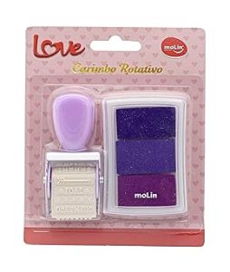 CARIMBO ROTATIVO LOVE BT C/1 (12 ESTAMPAS) + CARIMBEIRA – MOLIN 