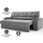 Sofá com Porta Copos Retrátil e Reclinável Tom 2,05m Velosuede – NETSOFAS