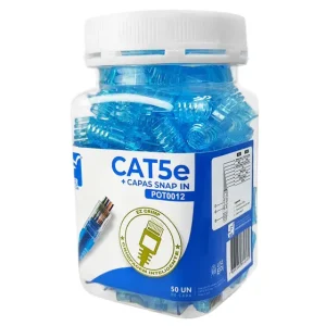 Pote Conector Macho Plug RJ45 Cat5e de Passagem EZ Crimp 50 Peças + Capa RJ45 Snap in com Trava Azul 50 Peças – Pier – Pier Telecom