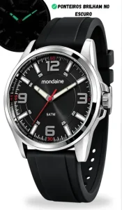 Relógio Mondaine Masculino Analógico De Pulso Preto Quartz Estilo Esportivo Casual Com Pulseira Silicone A prova Dágua Em 50 Metros Original