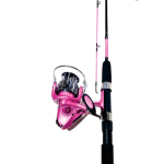 KIT DE PESCA ROSA MOLINETE CARINA 3000 COM VARA 1,5M 10-20 LB 2 PARTES