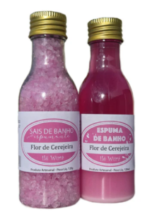 Kit Sais E Espuma de Banho Lembrancinha Flor de cerejeira