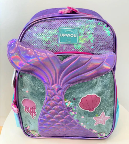 Mochila Costas Média Holográfica Sereia c/ Paetê