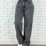Calça Wide Leg Pantalona Jeans Feminina Cintura Alta Levanta Bumbum