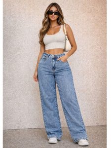 Calça Wide Leg Feminina Confortável Casual Versátil Elegante Moderna