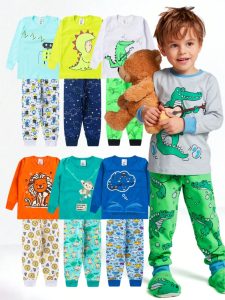 Combo 6 Peças Pijama Brilha no Escuro Infantil Menino Inverno Roupa Crianças Sortidos