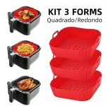 Kit 1/3 Formas de Silicone Quadrada/Redondo para Air Fryer e Forno Forma com Alça,Promoção!
