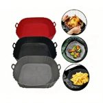 Kit 1/3 Formas de Silicone Quadrada/Redondo para Air Fryer e Forno Forma com Alça,Promoção!