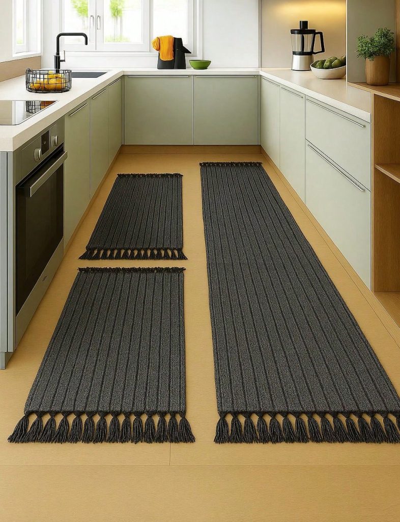 Kit Tapete Para Cozinha 3 Peças Passadeira + 2 Tapetes