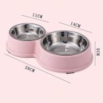 Comedouro Suporte Duplo Redondo Plástico Com 2 Pratinhos Potes Inox Para Pet Cachorro Gato