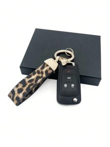Chaveiro De Couro Com Estampa De Leopardo Unissex