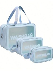 Kit 3 Necessaire Maquiagem Transparente WashBag A Prova De Água 332