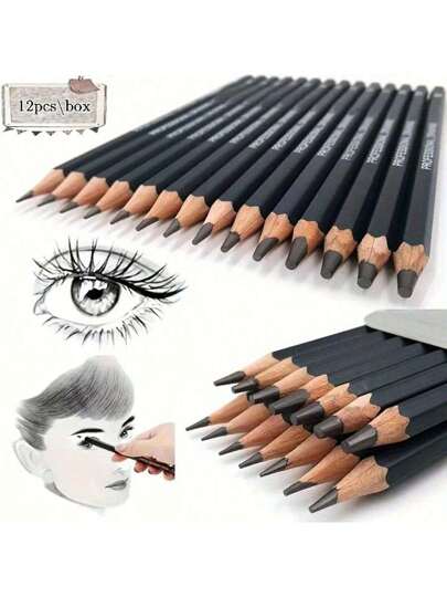 12 Peças Conjunto de Lápis de Desenho Profissional