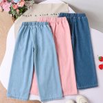 Genkimix Kids 3 Peças Conjunto de Calças Denim de Perna Larga