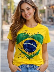 Camiseta 100% Algodão Premium Blusa T-shirt Copa Brasil Time Jogo