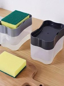 Dispenser Sabão 2×1 Detergente Suporte Porta Bucha Esponja