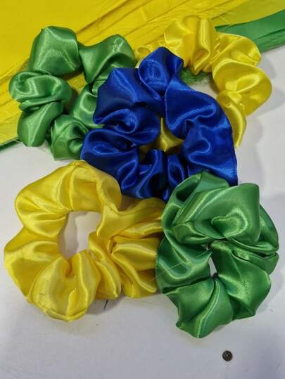 KIT 5 Sortidas Scrunchie Xuxinha Elástico de Cetim Anti Frizz