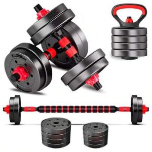 Kit Halteres Barras Anilhas Kettlebell Musculação 6 em 1