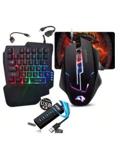 Kit Mobilador Gamer Completo Teclado One Hand E Mouse + Kit Celular + Mouse Pad