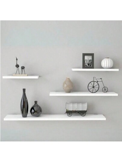 4 Prateleiras Reta 20/30/40/50 Em MDF Branco Nicho Suporte Para Livros Decoração 12cm Profundidade