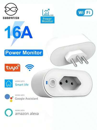Tomada Wi-Fi Smart Life Controlada por voz (Alexa) Compatível com Tuya 16A – Conexão segura Casa inteligente