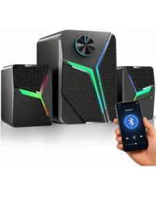 Caixa De Som Gamer Rgb Bluetooth Subwoofer 3 Em 1 Potente Pc