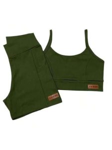 Conjunto Verão Fitness Shorts Com Bolso E Top De Alça