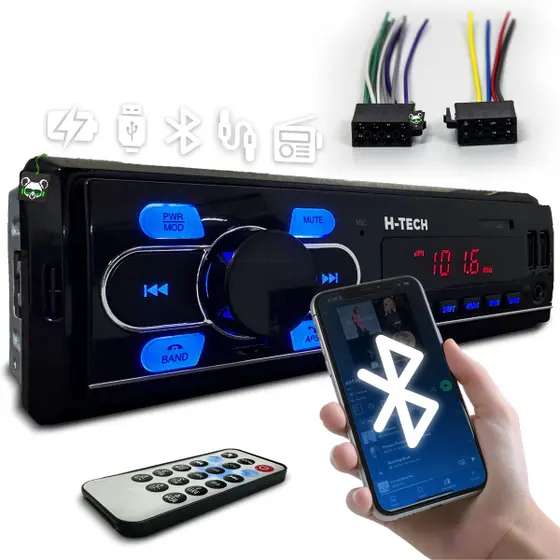 Rádio Mp3 Player Som Carro Automotivo Bluetooth Sd USB 1 Din – H-tech