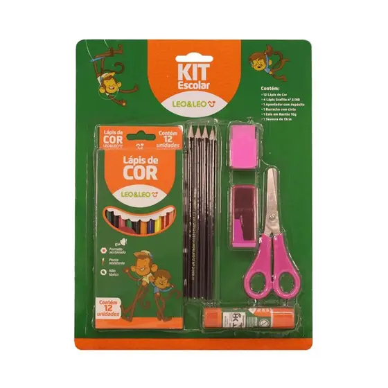 Kit Material Escolar 20 Peças Itens Básicos Aulas – Leonora