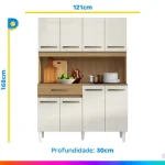 Armário de Cozinha Compacta Aramóveis Cleo 8 Portas