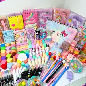 Kit Papelaria Fofa Kawaii caixa 15 Itens Presente Criativos – Presente Ideal