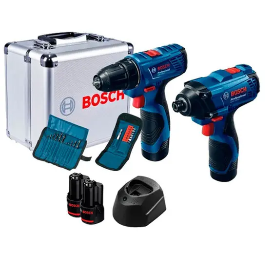 Combo Parafusadeira e chave de Impacto Gsr120+Gdr120 Caixa Aluminio- BOSCH-06019G80E3