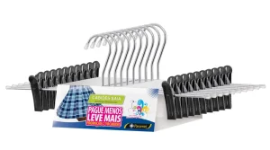 Cabide de Saia e Shorts Cromado Organização Roupa Armario – Kit com 10 unidades – Passerini