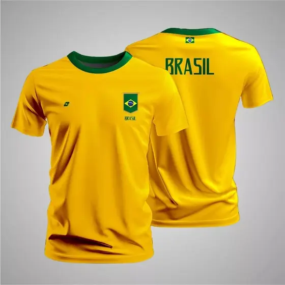 Camiseta Brasil Dry Fit Esportiva Masculina Academia Fitness Camisa Torcida – Diuber
