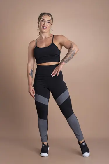 Conjunto Fitness Feminino Calça Legging Cintura Alta E Top Alcinha Cropped Moda Academia F7 NEW STYLE