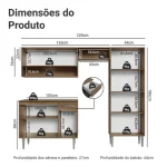 Armário de Cozinha Compacta Rustic/Preto Emilly Pop Madesa XA
