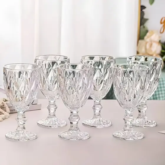 Jogo Taças Diamante Vidro 340ml Copo Diamond Moderno Luxo – Prati Casa