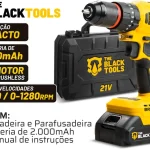 Furadeira Parafusadeira A Bateria 21v Com Maleta Acessorios – The Black Tools