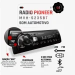 Radio Automotivo Aparelho Pioneer Mp3 Player Mvh235bt Com Usb Bluetooth Am Fm Som Automotivo para Carro